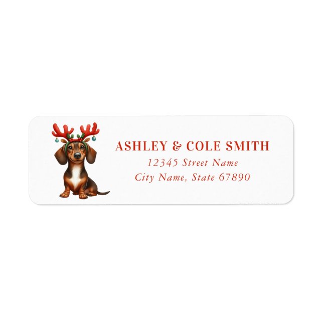 Christmas Dachshund Return Address Labels (Front)