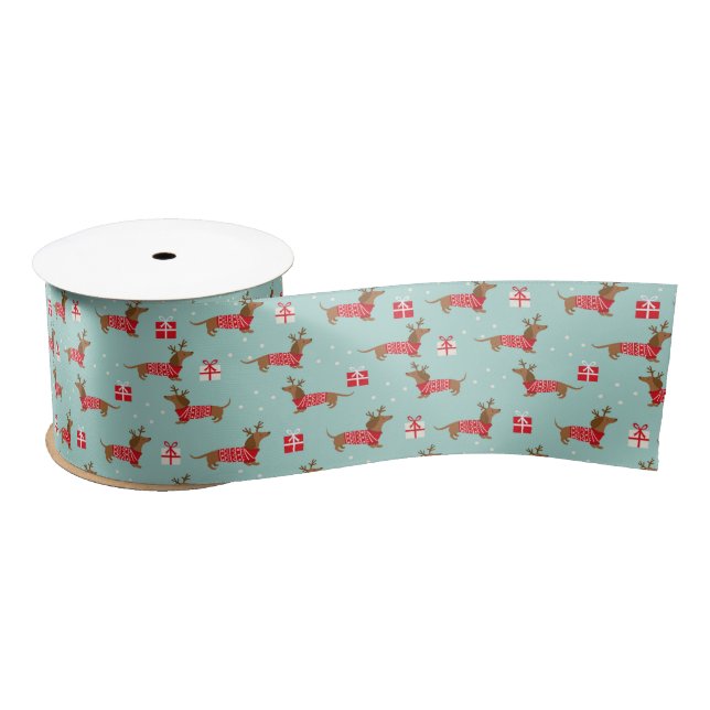 Christmas Dachshund Ribbon Satin Ribbon (Spool)