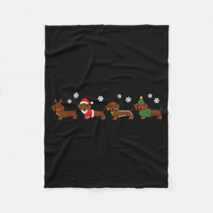 Christmas Dachshund Santa Hat Dog Lover Dog Mom Do Fleece Blanket