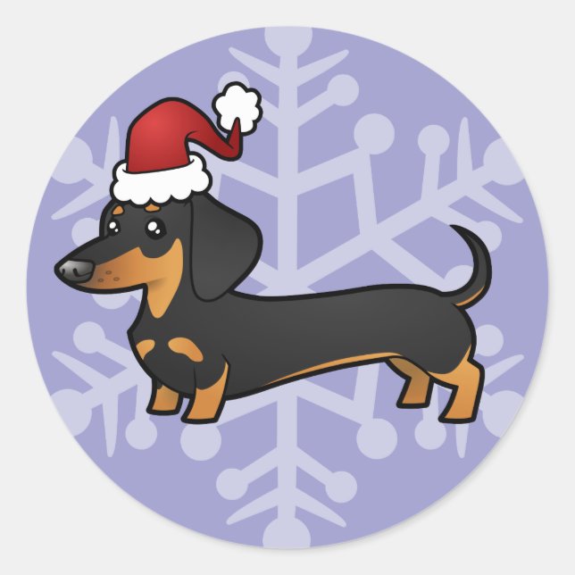 Christmas Dachshund (smooth coat) Classic Round Sticker (Front)
