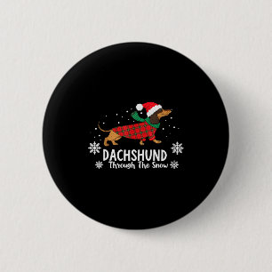 Christmas Dachshund Through The Snow Wiener Dog Sa 6 Cm Round Badge