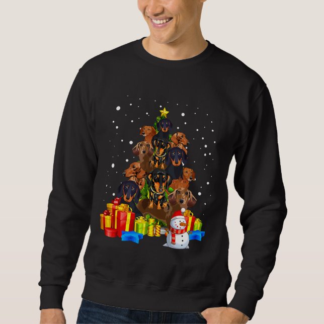 Christmas Dachshund Tree Funny Pyjamas Sweatshirt (Front)
