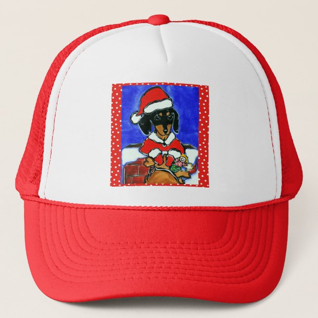 Christmas Dachshund Trucker Hat (Front)