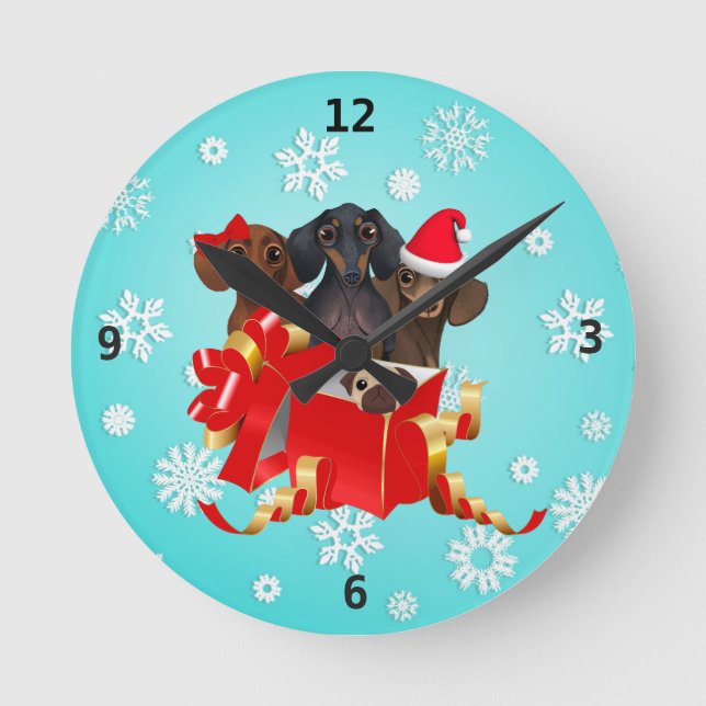 Christmas Dachshund Wall Clock (Front)