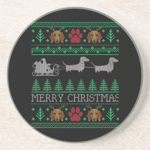 Christmas Dachshund Wiener Dog Coaster