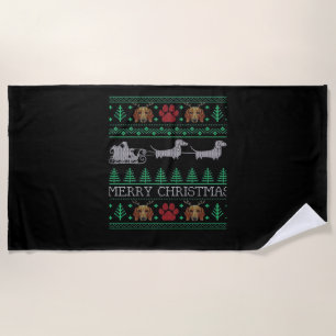 Christmas Dachshund Wiener Dog Dachshund Ugly Chri Beach Towel
