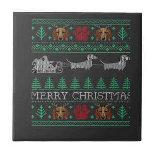 Christmas Dachshund Wiener Dog Dachshund Ugly Chri Ceramic Tile