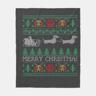 Christmas Dachshund Wiener Dog Dachshund Ugly Chri Fleece Blanket