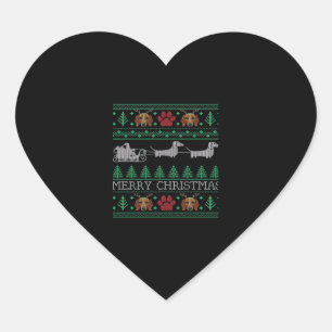 Christmas Dachshund Wiener Dog Dachshund Ugly Chri Heart Sticker