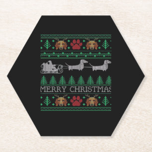 Christmas Dachshund Wiener Dog Dachshund Ugly Chri Paper Coaster