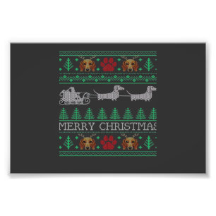 Christmas Dachshund Wiener Dog Dachshund Ugly Chri Photo Print