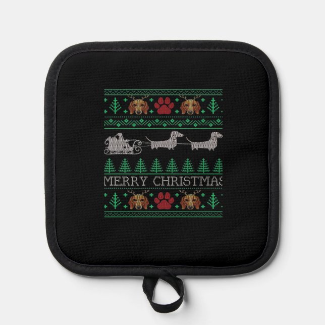 Christmas Dachshund Wiener Dog Dachshund Ugly Chri Pot Holder (Front)