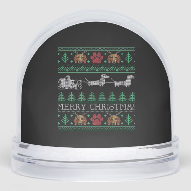 Christmas Dachshund Wiener Dog Dachshund Ugly Chri Snowglobe (Front)