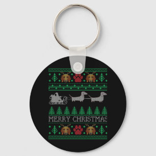 Christmas Dachshund Wiener Dog Key Ring