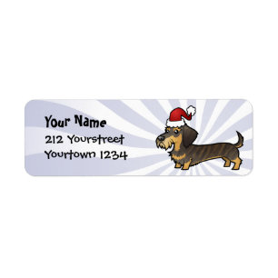 Christmas Dachshund (wirehair) Return Address Label