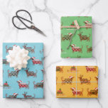 Christmas Dachshund Wrapping Paper Set of 3<br><div class="desc">A festive pattern of dachshunds in plaid sweaters with sleds full of gifts.</div>