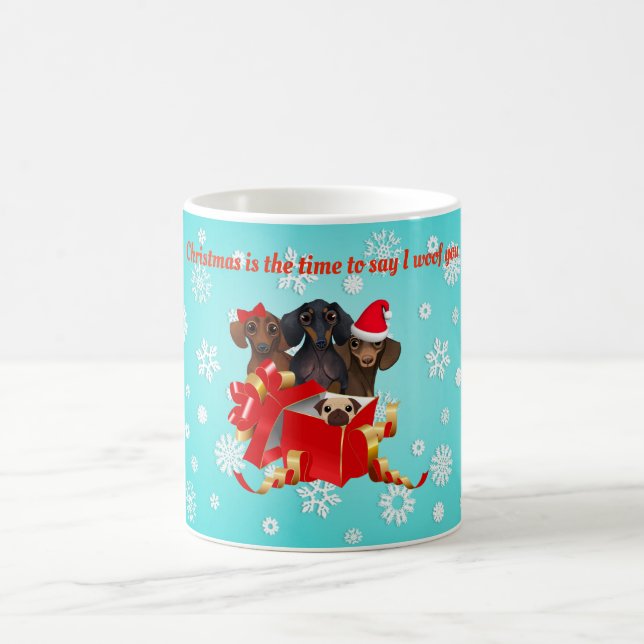 Christmas Dachshunds Coffee Mug (Center)