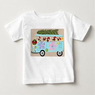 Christmas Dachshunds in Hippie Van Baby T-Shirt