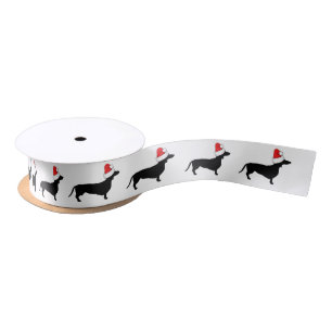 Christmas Dachshunds & Santa Hats Satin Ribbon