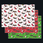 Christmas Dachshunds Wrapping Paper Sheet<br><div class="desc">Cute Christmas dachshund dogs in festive holiday outfits. Santa hats,  antlers,  sweaters,  ornaments and candy canes wrapping paper sheets.</div>