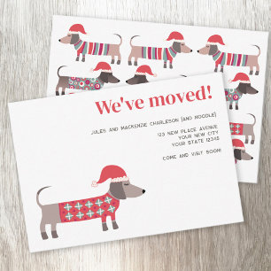 Christmas Dachsund Dog Moving Announcement