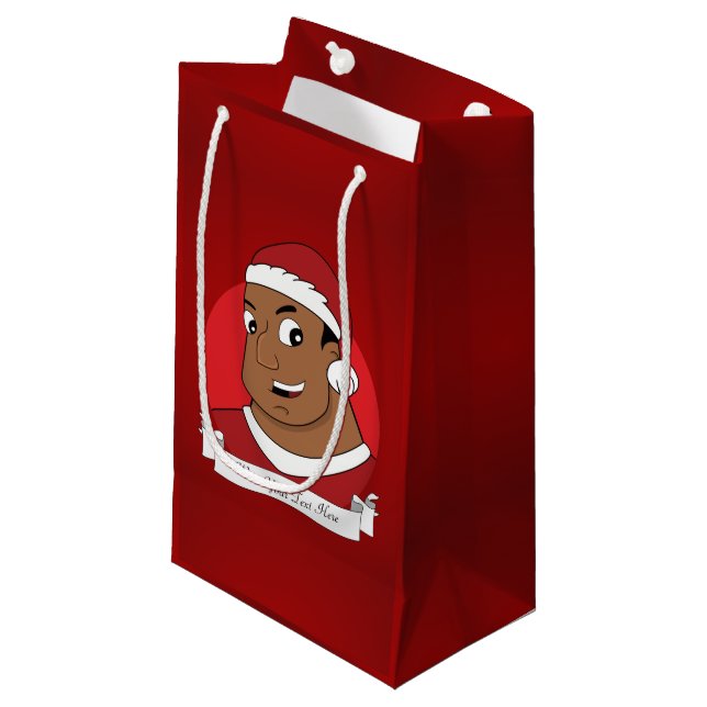 Christmas dad/ young man cartoon small gift bag (Front Angled)