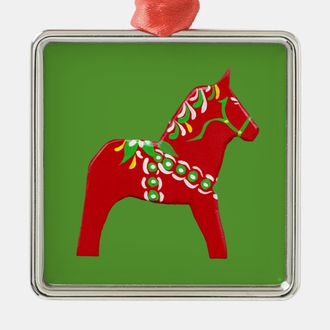 Christmas Dala Horses Metal Ornament (Front)