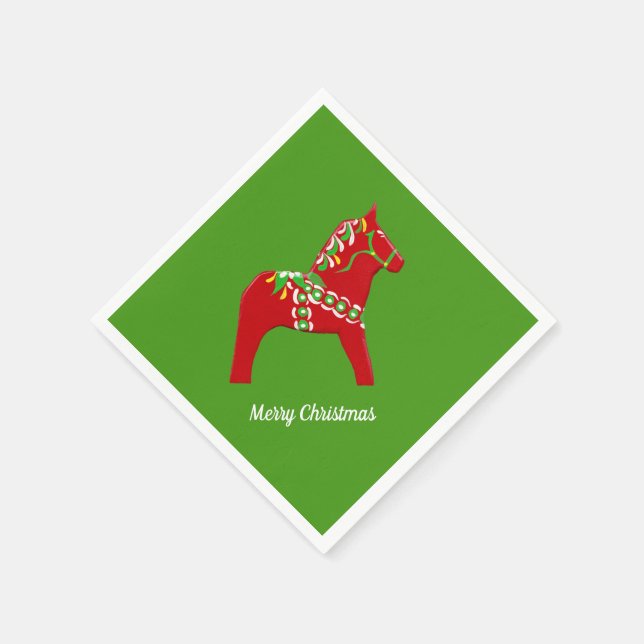 Christmas Dala Horses Napkin (Corner)