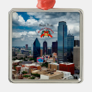 Christmas, Dallas, Texas skyline Metal Ornament