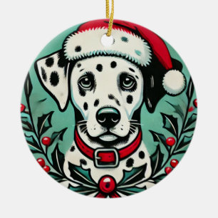 Christmas Dalmatian                                Ceramic Ornament