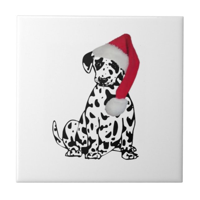 Christmas Dalmatian Ceramic Tile (Front)