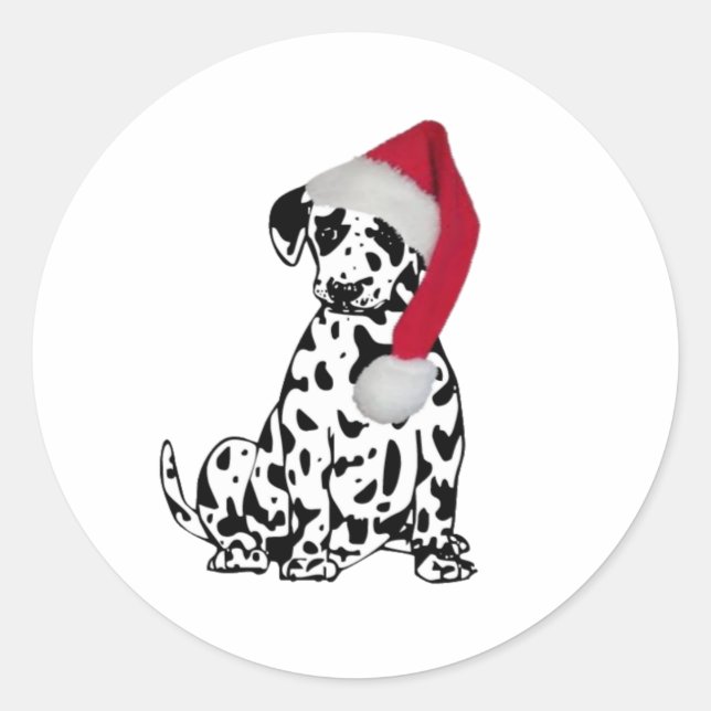 Christmas Dalmatian Classic Round Sticker (Front)