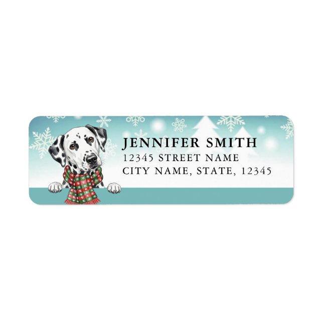 Christmas Dalmatian Dog Return Address Labels (Front)