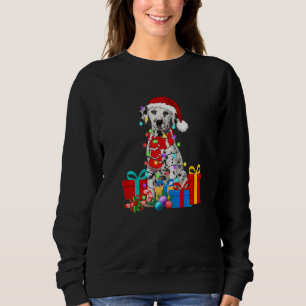 Christmas Dalmatian Dog Xmas Lights Santa Hat Paja Sweatshirt