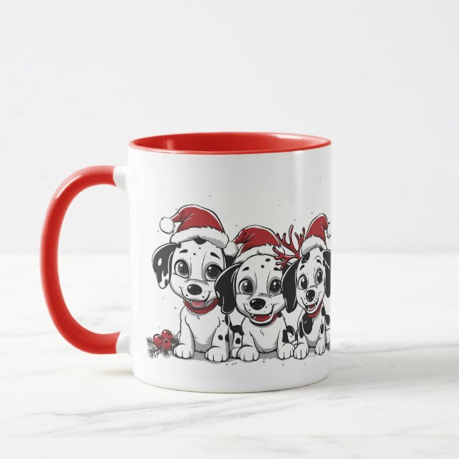 Christmas Dalmatian Dogs Mug (Left)