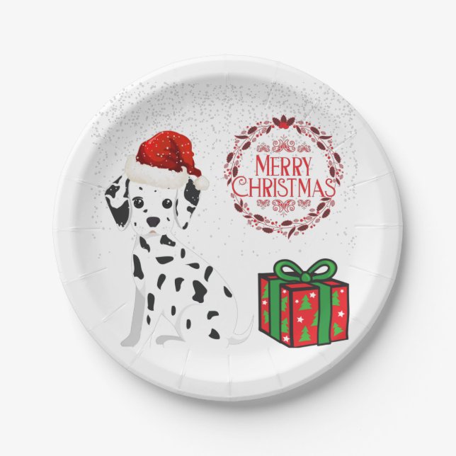 Christmas Dalmatian & gifts paper plates! Paper Plate (Front)