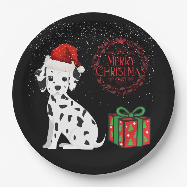 Christmas Dalmatian & gifts paper plates! Paper Plate (Front)