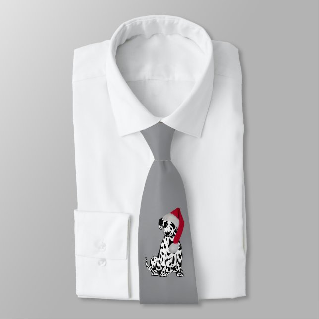 Christmas Dalmatian Gray Tie (Tied)