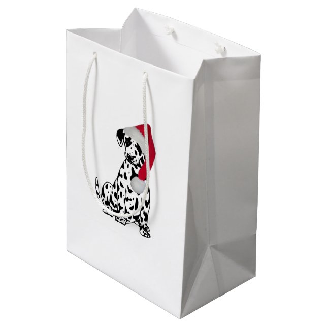 Christmas Dalmatian Medium Gift Bag (Back Angled)