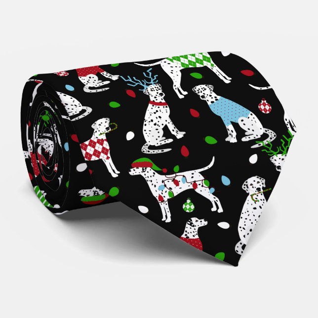 Christmas Dalmatian Neck Tie (Rolled)