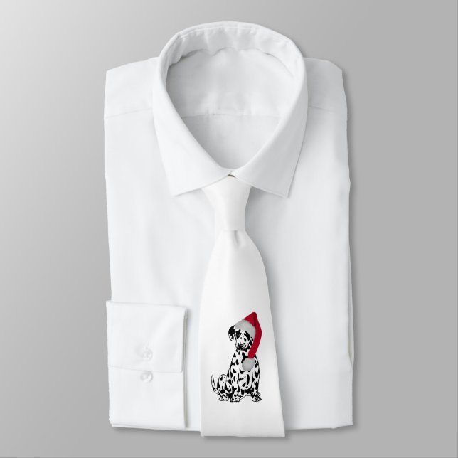 Christmas Dalmatian Personalised Tie (Tied)