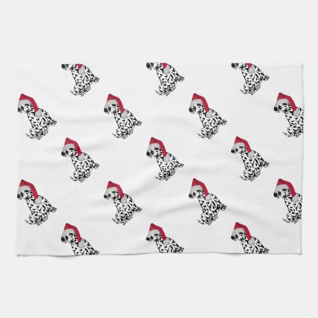 Christmas Dalmatian Tea Towel (Horizontal)