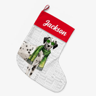 Christmas Dalmatian with Dog's Name Large Christmas Stocking