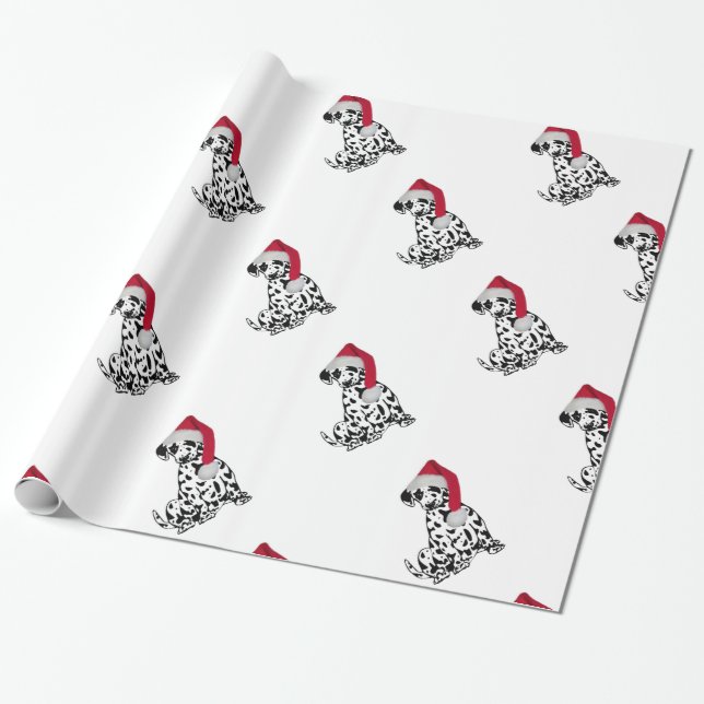 Christmas Dalmatian Wrapping Paper (Unrolled)