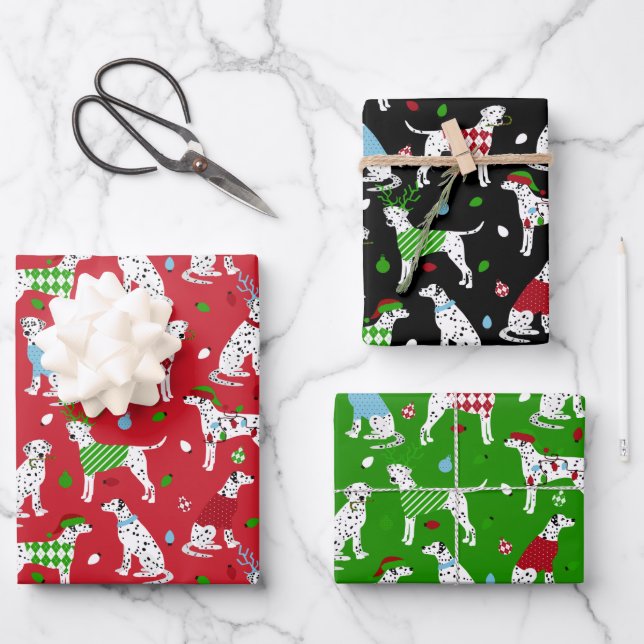 Christmas Dalmatian Wrapping Paper Sheet (Front)