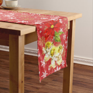 Christmas Dancing Baby Angels on Snowflakes Long Table Runner
