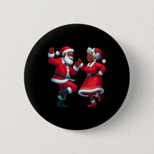 Christmas Dancing Black African American Santa Mrs 6 Cm Round Badge