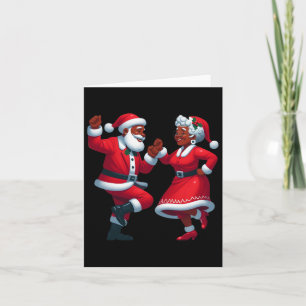 Christmas Dancing Black African American Santa Mrs Card