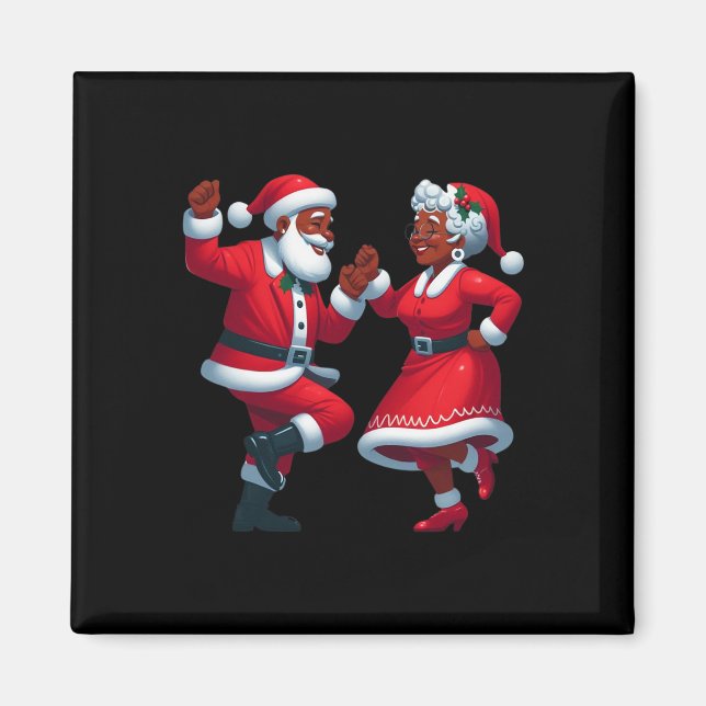 Christmas Dancing Black African American Santa Mrs Magnet (Front)