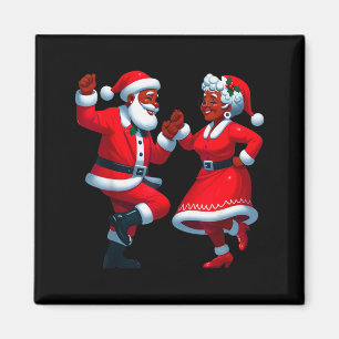 Christmas Dancing Black African American Santa Mrs Magnet